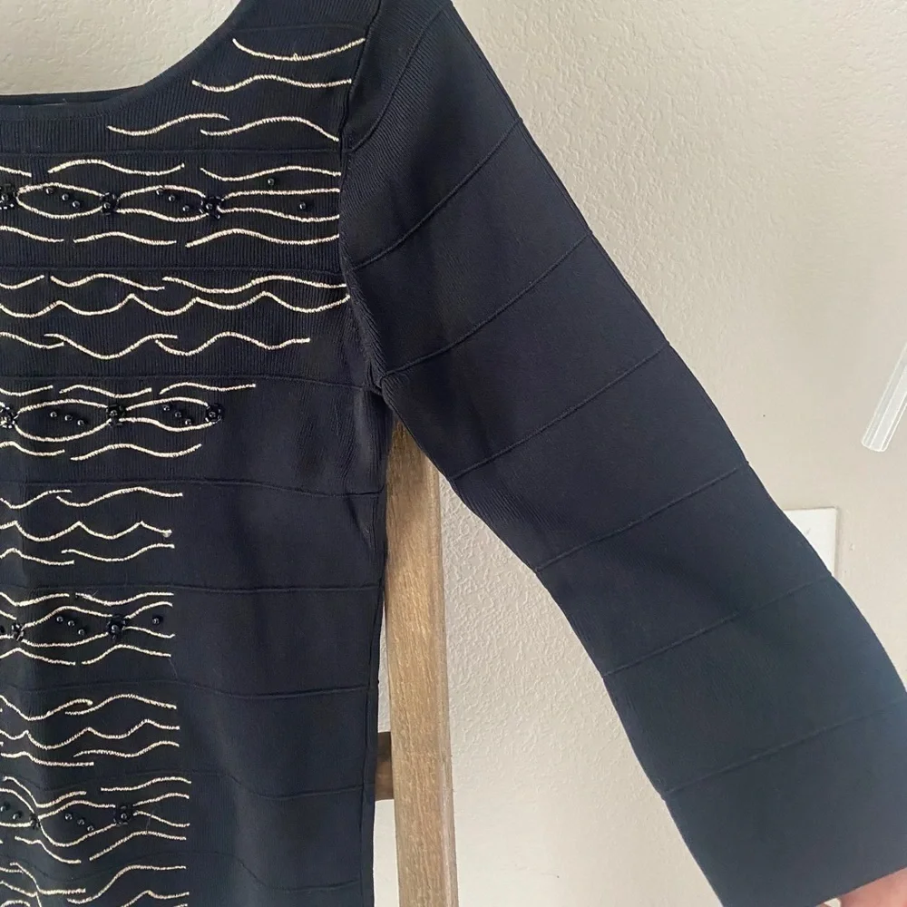 Black knit quarter sleeve top - attitude size M
